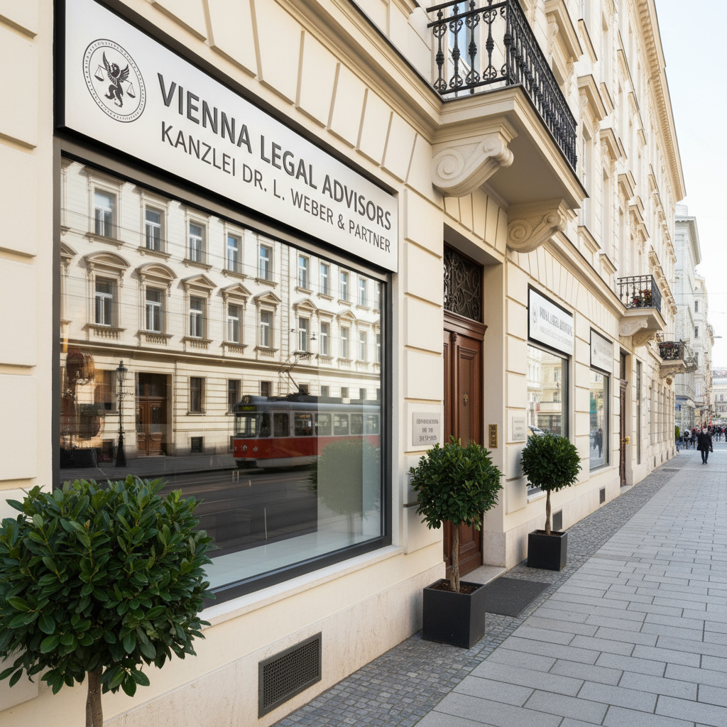 Büroeingang in Wien mit klarer Beschilderung